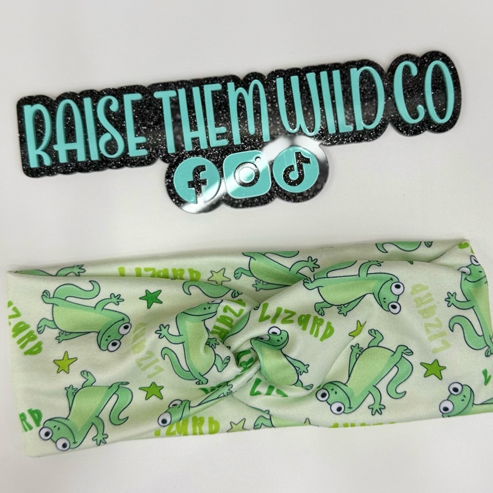 Green Lizard os handmade  Headband